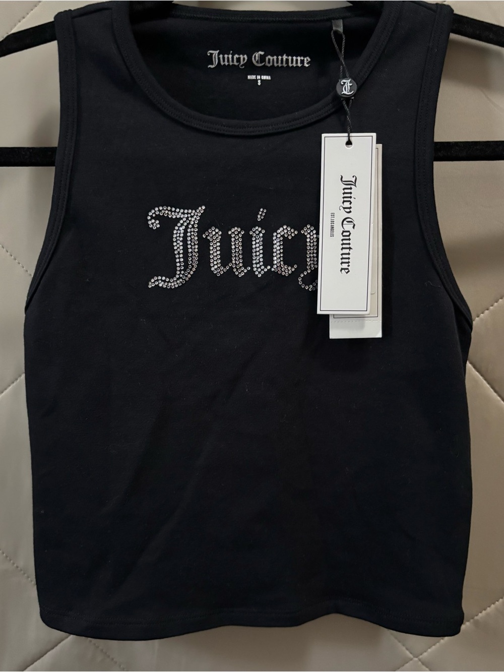 Juicy Couture Black Tank with Rhinestone Logo